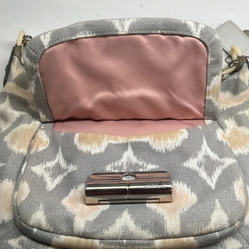 Coach Hobo Bag Kristin‎ Op Art Ikat Print Silver Gray Multi